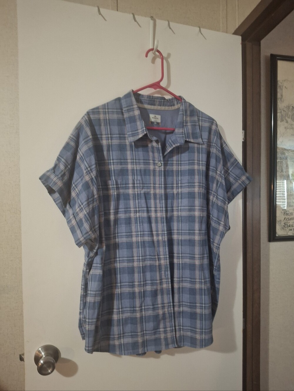 Blue Plaid Short-Sleeve WomMen's Shirt